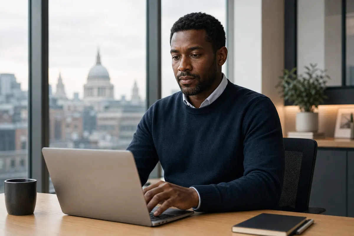 Professional in a quiet London office