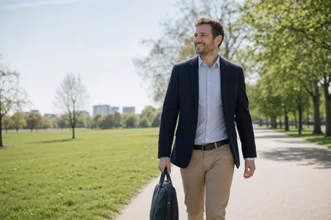 Professional walking in a London park