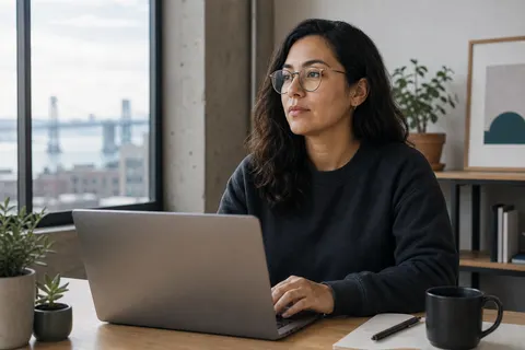 Engineer portrait with laptop in San Francisco