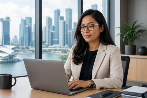 Woman in a modern Singapore finance office