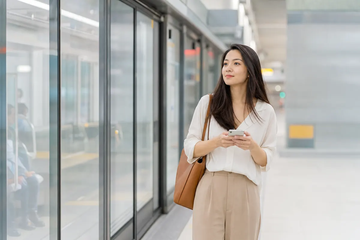 Commuter on a Taipei MRT platform